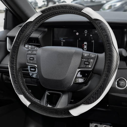 Car Steering Wheel Cover, Steering Wheel Accessories, 15 Inch Microfiber Leather Carbon Fiber Soft Anti-Slip Breathable, Car Accessories Elastic Non-Slip Cover for Most Vehicles