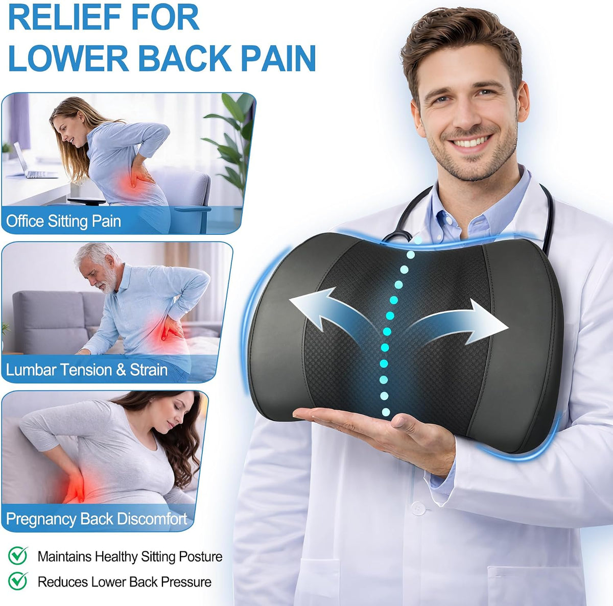 Lofty Aim Lumbar Support Pillow for Car, Car Seat Back Support for Driving