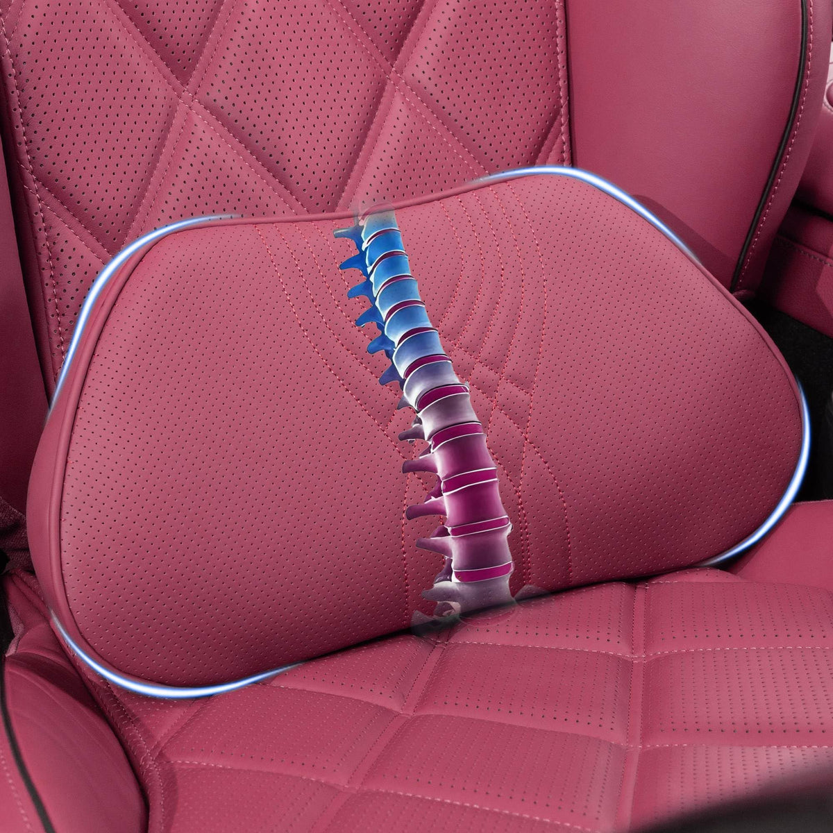 Lumbar Support Pillow for Car Seat, Office Chair, White, 1PC