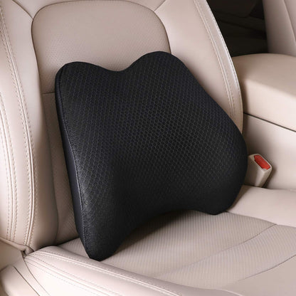 Memory Foam Lumbar Support Pillow for Car - Lower Back Support Cushion for Driving, Back Pain Relief for Car Seat, Office Chair, Wheelchair (Black)