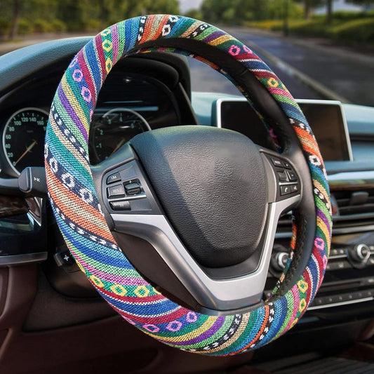 Valleycomfy Boho Steering Wheel Covers for Women Cloth Bohemian Universal