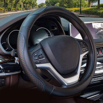 Valleycomfy Leather Steering Wheel Covers Universal 15 inch -Breathable