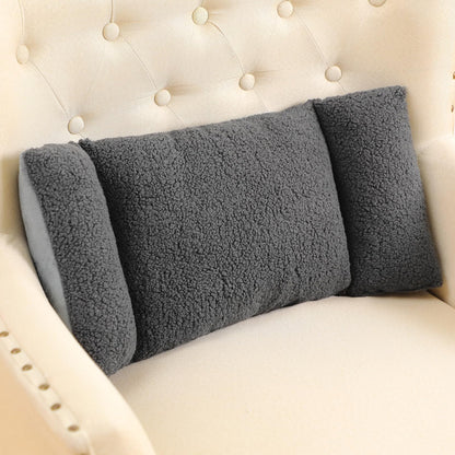 Queekay Fleece Lumbar Support Pillow 3 Section for Office Chair, Gray
