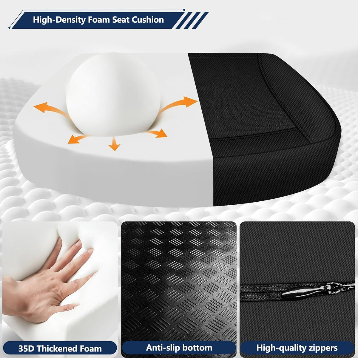 Seat Cushion,Lumbar Support Pillow for Office Chair,Ergonomic Memory Foam Back Support Pillow, High Density Foam Chair Cushion for Sciatica Pain Relief Coccyx Pad for Chair,Car,Desk,Black