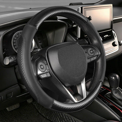 SEG Direct Black Microfiber Leather Auto Car Steering Wheel Cover 15 inch