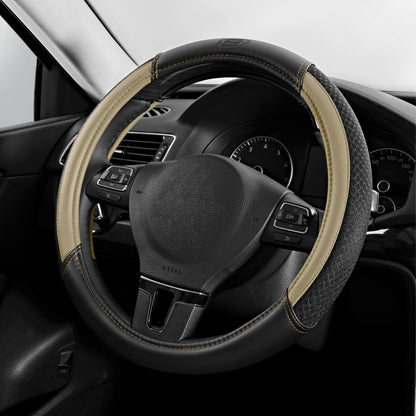 Skechers Air-Cooled Steering Wheel Cover,Leather Car Steering Wheel Cover Universal Fit 14" 1/2-15" Car Wheel Protector for Men Women Fit Suvs,Vans,Sedans,Car,Trucks,Black