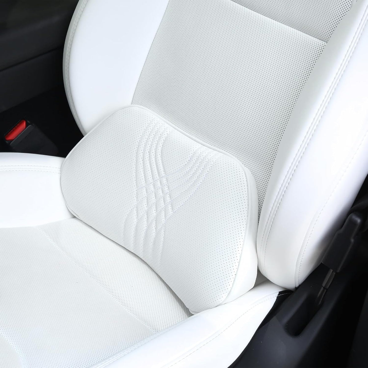 Lumbar Support Pillow for Car Seat, Office Chair, White, 1PC