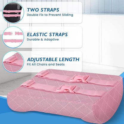 Lumbar Support Pillow for Office Chair, Back Support, Memory Foam, Pink
