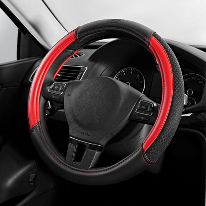 Skechers Air-Cooled Steering Wheel Cover,Leather Car Steering Wheel Cover Universal Fit 14" 1/2-15" Car Wheel Protector for Men Women Fit Suvs,Vans,Sedans,Car,Trucks,Black