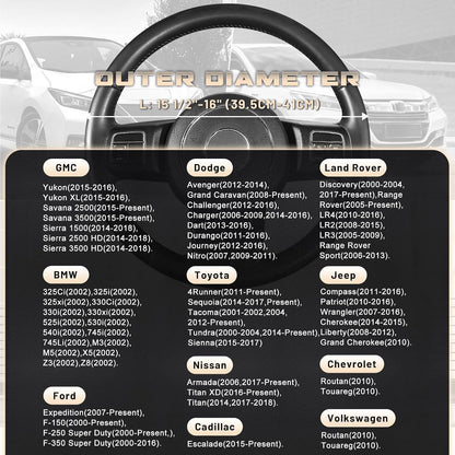 SEG Direct Car Steering Wheel Cover for F150 Tundra Range Rover 15.5"-16"