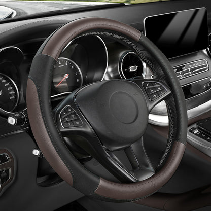 SEG Direct Black Microfiber Leather Auto Car Steering Wheel Cover 15 inch