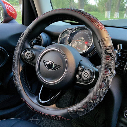PINCTROT Steering Wheel Cover Great Grip Honeycomb Design 15 Inch All Black