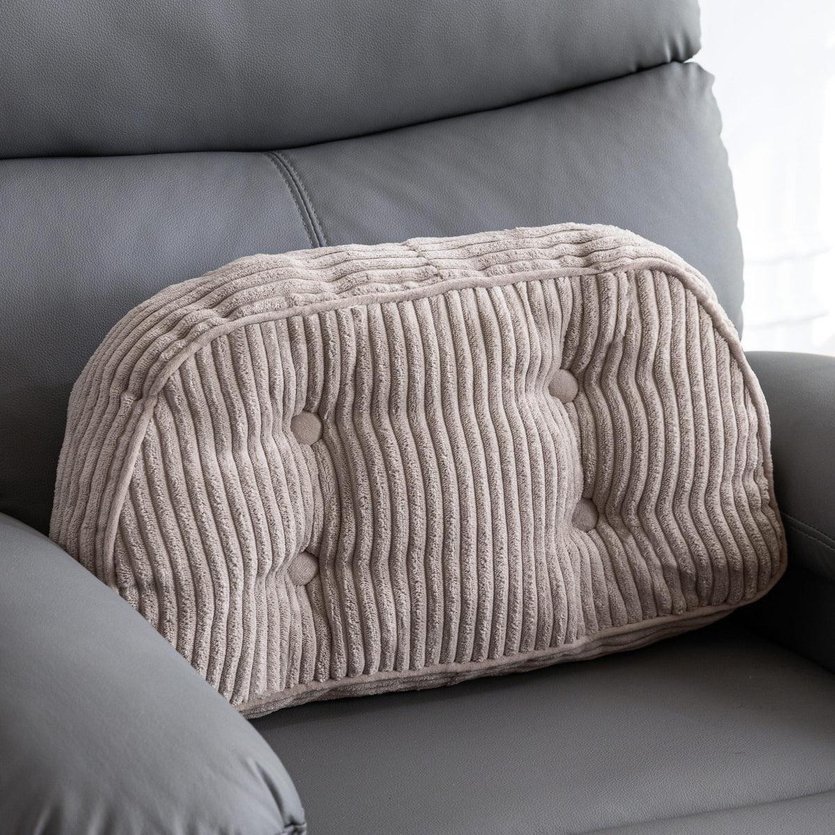 HIGOGOGO Lumbar Support Pillow for Recliner Chair/Accent Chair/Couch/Office Chair, Tufted Corduroy Back Support Cushion for Elderly, Recliner Cushions for Back Rest, Pain Relief, Reading, Brown