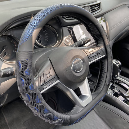 PINCTROT Steering Wheel Cover Great Grip Honeycomb Design 15 Inch All Black