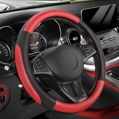 SEG Direct Black Microfiber Leather Auto Car Steering Wheel Cover 15 inch