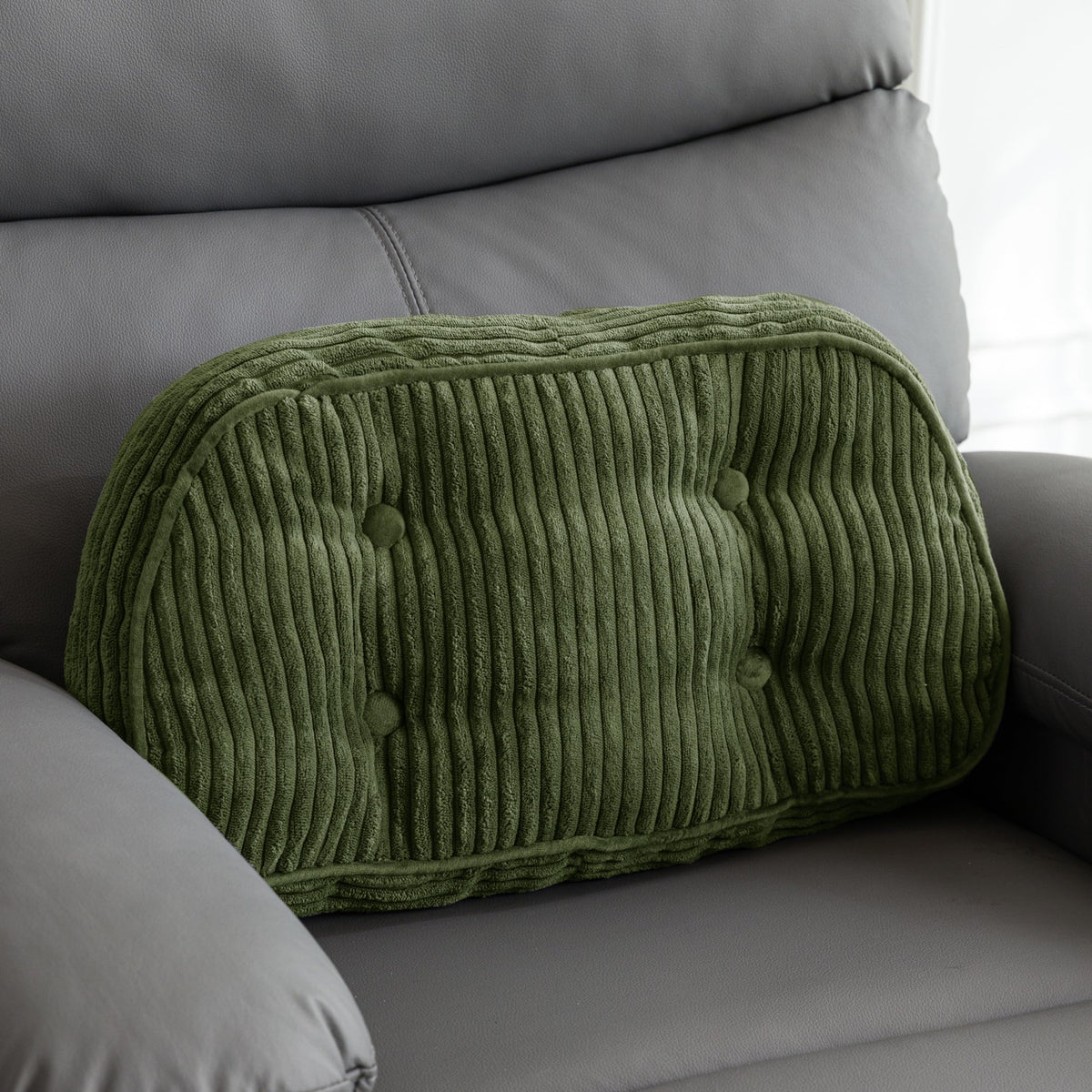 HIGOGOGO Lumbar Support Pillow for Recliner Chair/Accent Chair/Couch/Office Chair, Tufted Corduroy Back Support Cushion for Elderly, Recliner Cushions for Back Rest, Pain Relief, Reading, Brown