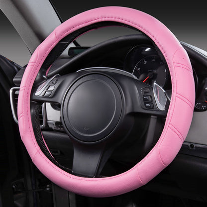 CAR PASS Line Rider Microfiber Leather Sporty Steering Wheel Cover Universal Fits for 95% Truck,SUV,Cars,14.5-15inch Anti-Slip Safety Comfortable Desgin (Black-Blue)