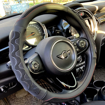 PINCTROT Steering Wheel Cover Great Grip Honeycomb Design 15 Inch All Black