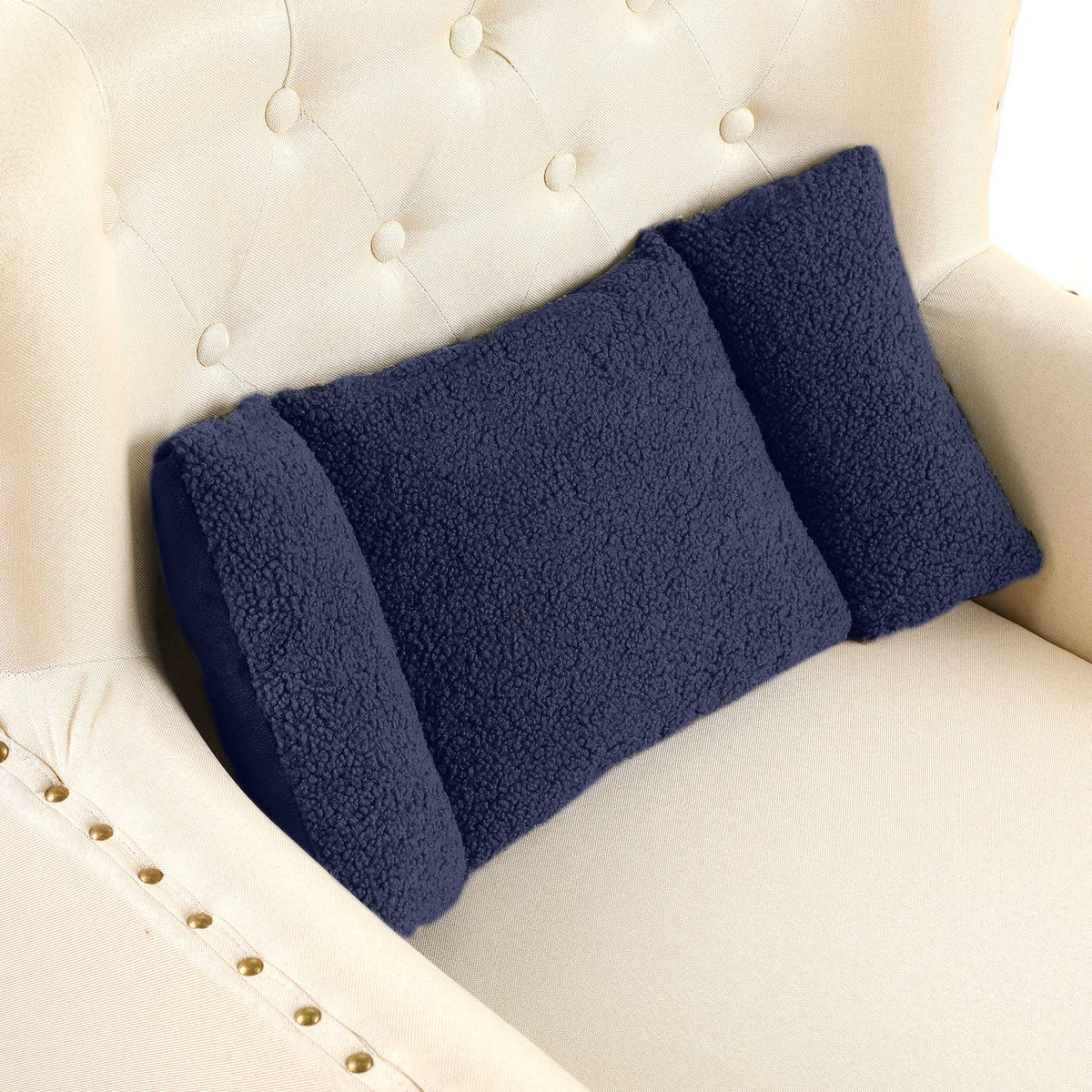 Queekay Fleece Lumbar Support Pillow 3 Section for Office Chair, Gray