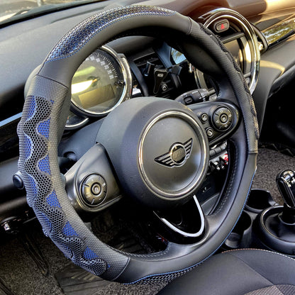 PINCTROT Steering Wheel Cover Great Grip Honeycomb Design 15 Inch All Black