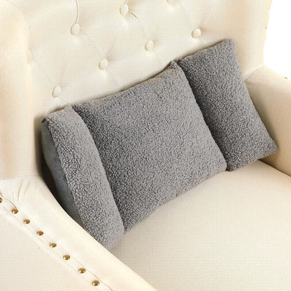 Queekay Fleece Lumbar Support Pillow 3 Section for Office Chair, Gray