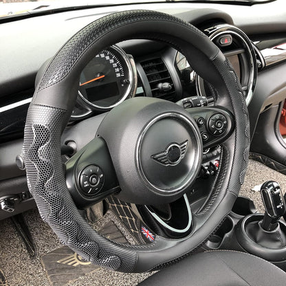 PINCTROT Steering Wheel Cover Great Grip Honeycomb Design 15 Inch All Black